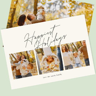 modern simple 4 photo collage script happy holiday card