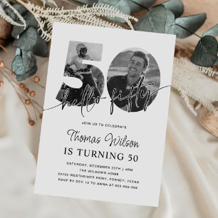 Modern Simple 50th Birthday Photo Invitation