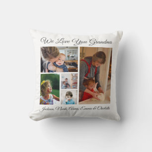 Modern Simple 5 Photo Love You Grandma  Throw Pill Cushion