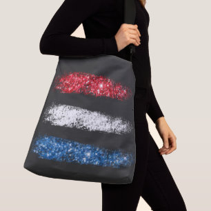 *~* Modern Simple Abstract American Flag Cross Crossbody Bag