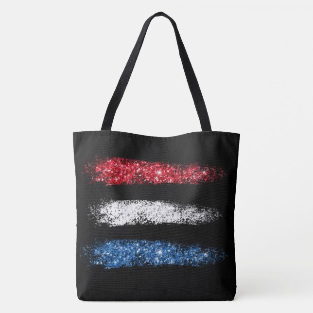 *~* Modern Simple Abstract American Flag Large Tote Bag (Back)