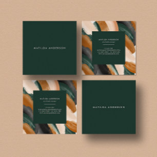 Modern simple abstract green terracotta square business card