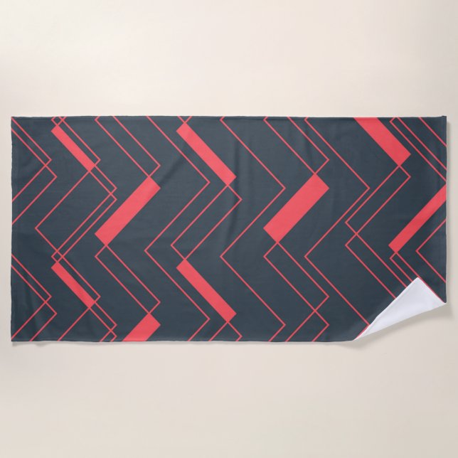 Modern, simple, abstract, vibrant, trendy pattern beach towel (Front)