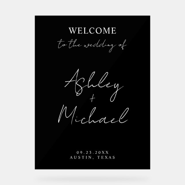 Modern Simple Acrylic Wedding Welcome Sign (Front)