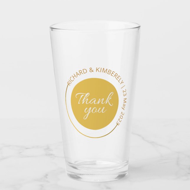  Modern Simple Add Couple Name Date Thank You Glas Glass (Front)