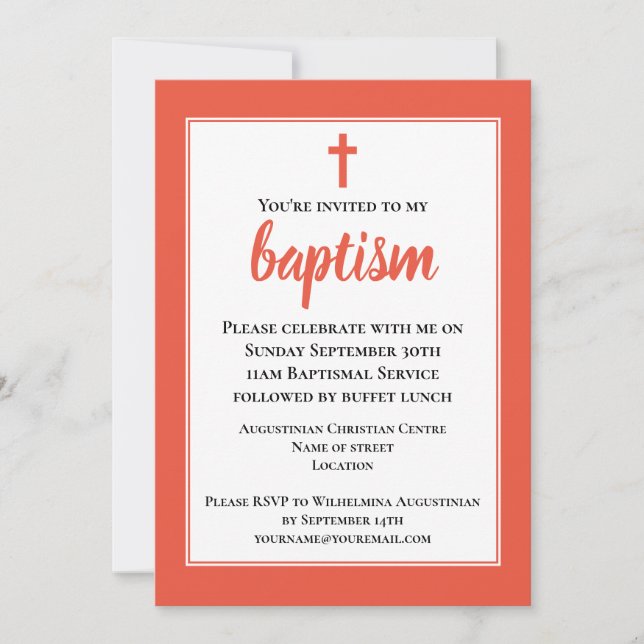 Modern Simple Adult Baptism Invitation (Front)