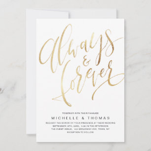 Modern Simple Always And Forever Script Wedding Invitation