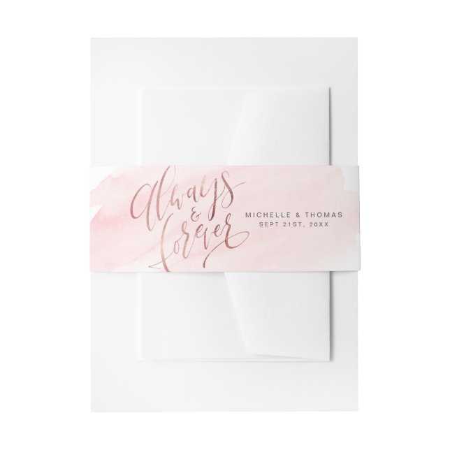 Modern Simple Always And Forever Script Wedding Invitation Belly Band (Front Example)