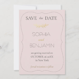 Modern Simple And Minimalist Wedding Dusty Rose  Save The Date