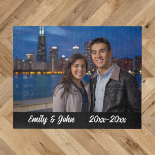 Modern Simple Anniversary Photo Jigsaw Puzzle