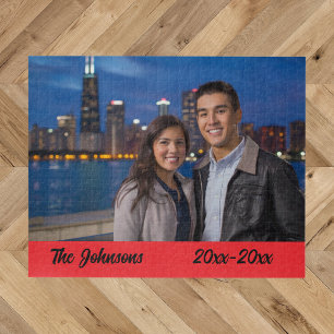 Modern Simple Anniversary Photo Jigsaw Puzzle