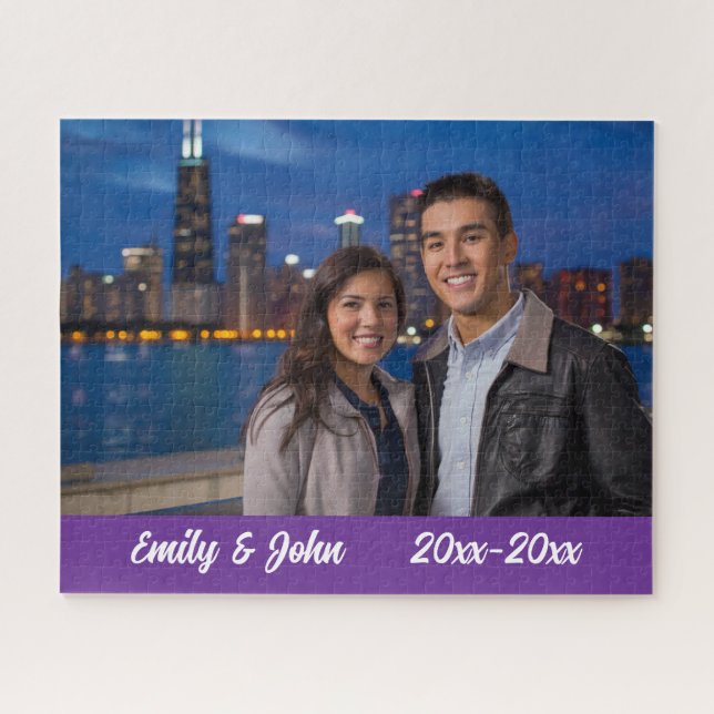 Modern Simple Anniversary Photo Jigsaw Puzzle (Horizontal)