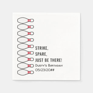 Modern Simple Any Age Bowling Birthday Party Napkin