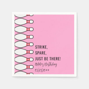 Modern Simple Any Age Pink Bowling Birthday Party Napkin