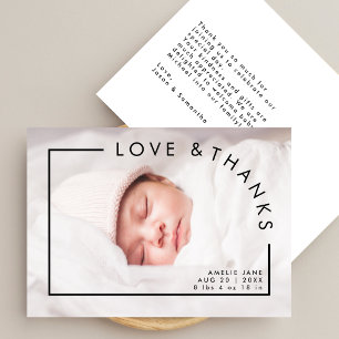 Modern Simple Arch Love & Thanks Baby Shower Photo Thank You Card