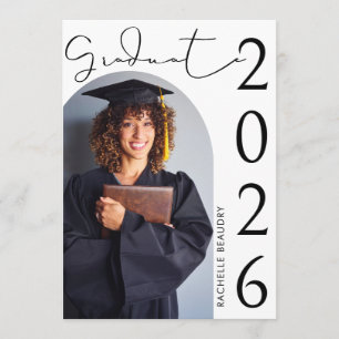 Modern Simple Arch Photo Collage Graduation Party Invitation