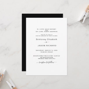 Modern Simple B/W Monogram Both Parents Invitation