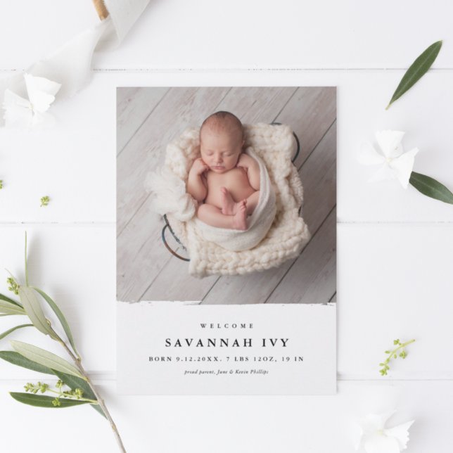 Modern Simple Baby Photo Birth Announcement (Creator Uploaded)