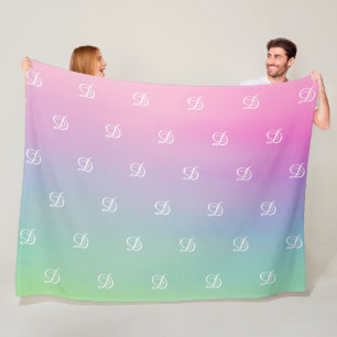 modern simple baby pink monogrammed initial fleece blanket
