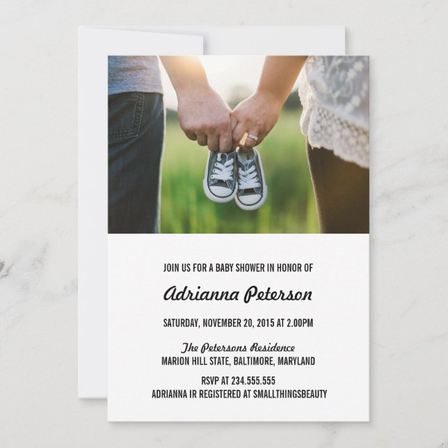 Modern Simple Baby Shower Couple Photo Invitation (Front)