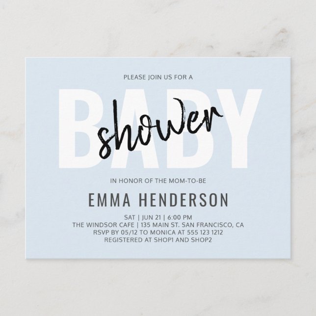 Modern Simple Baby Shower Invitation Postcard (Front)