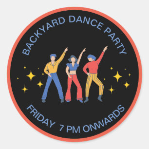 Modern simple backyard weekend dance party classic round sticker