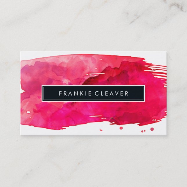 MODERN SIMPLE BADGE stylish watercolor red Business Card (Front)