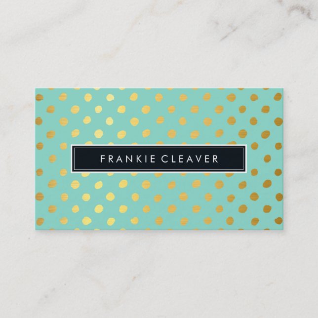 MODERN SIMPLE BADGE trendy gold foil spot mint Business Card (Front)