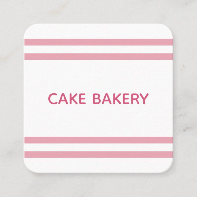 Modern Simple Bakery Business Card I Pink White (Front)