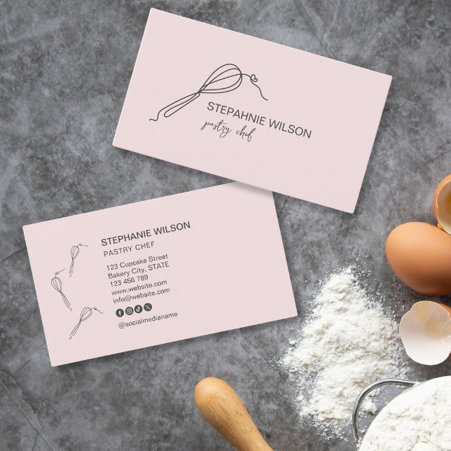 Modern Simple Bakery Chef Catering Caterer Cupcake Business Card (Creator Uploaded)