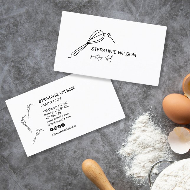 Modern Simple Bakery Chef Catering Caterer Cupcake Business Card (Creator Uploaded)