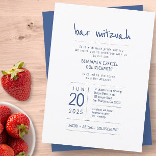 Modern + Simple Bar Mitzvah Invitation
