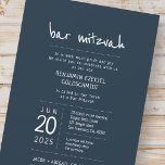 Modern   Simple Bar Mitzvah Invitation<br><div class="desc">Composed of playful script and san serif typography; All against a backdrop of blue background. 

This is designed by Select Party Supplies,  exclusive for Zazzle.

Available here:
http://www.zazzle.com/selectpartysupplies</div>