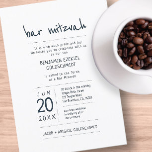 Modern + Simple Bar Mitzvah Invitation