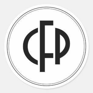 Modern Simple Basic Chic Black Monogram Initials Classic Round Sticker
