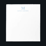 Modern Simple Basic Dusty Blue Monogram Initial Notepad<br><div class="desc">The design features a personalised monogram initial and name in a simple and modern typographic font.</div>