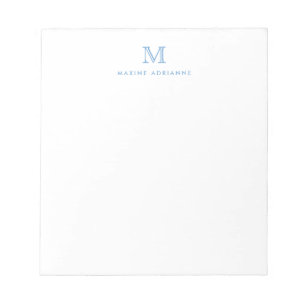 Modern Simple Basic Dusty Blue Monogram Initial Notepad