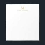 Modern Simple Basic Faux Gold Monogram Initial Notepad<br><div class="desc">The design features a personalised monogram initial and name in a simple and modern typographic font.</div>