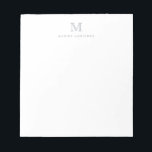 Modern Simple Basic Pastel Grey Monogram Initial Notepad<br><div class="desc">The design features a personalised monogram initial and name in a simple and modern typographic font.</div>
