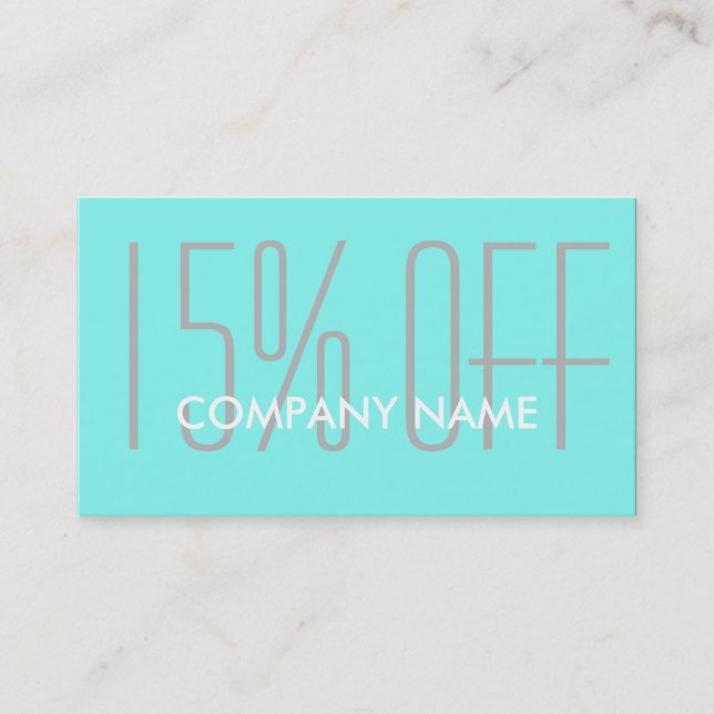 modern simple beauty salon Aqua blue Turquoise Discount Card (Front)