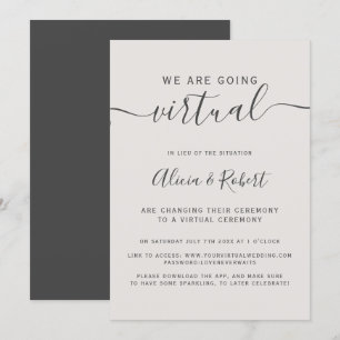 Modern simple beige grey font virtual wedding invitation