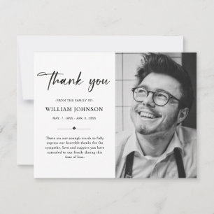 Modern Simple Bereavement Sympathy Funeral Photo Thank You Card