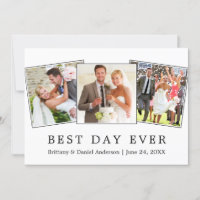 Modern Simple Best Day Ever 3 Photo Wedding