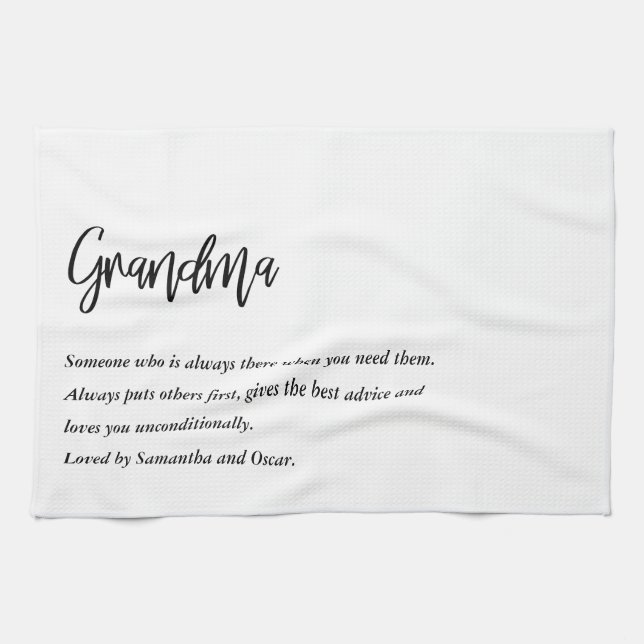 Modern Simple Best Grandma Ever Best Beauty Gift Tea Towel (Horizontal)