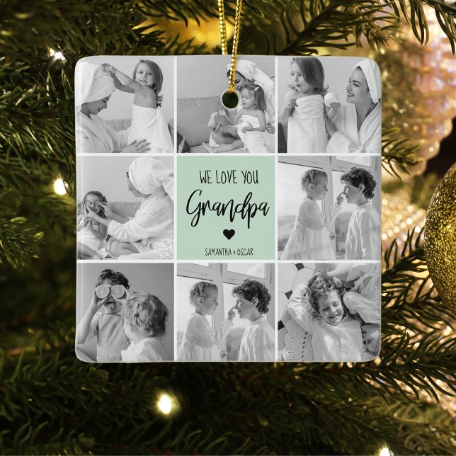 Modern Simple Best Grandpa Ever Pastel Mint Gift  Ceramic Ornament (Creator Uploaded)