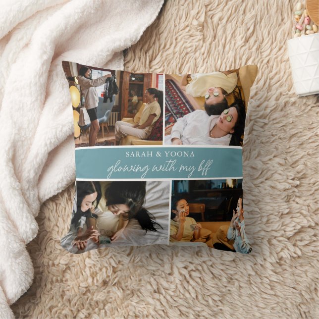 Modern Simple Bestfriends 4 Photo Trendy Simple Cushion (Blanket)