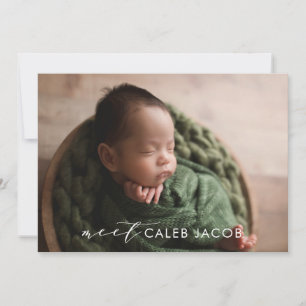 Modern Simple Big Photo Newborn Birth Announcement