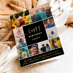 Modern simple birthday black 10 photo collage grid foil greeting card<br><div class="desc">Modern simple birthday black 10 photo collage grid with modern typography.</div>