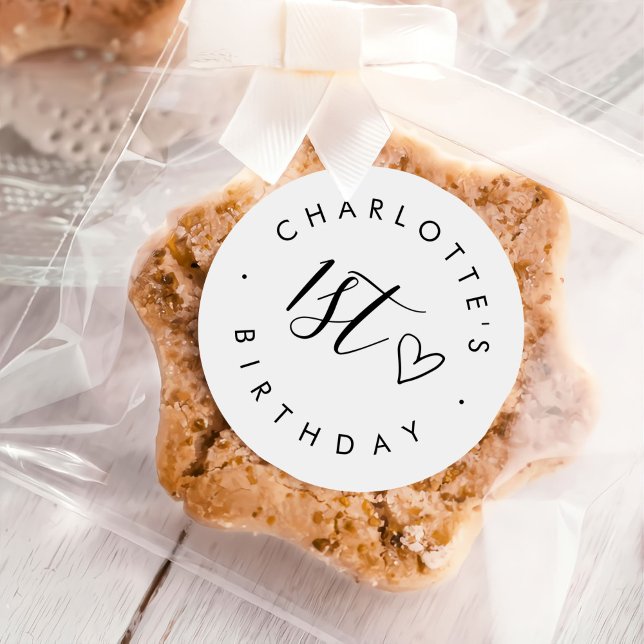 Modern Simple Birthday Classic Round Sticker (Creator Uploaded)