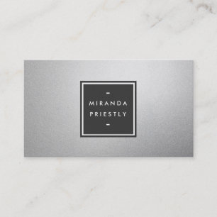 Modern Simple Black and Faux Silver Foil Designer Business Card